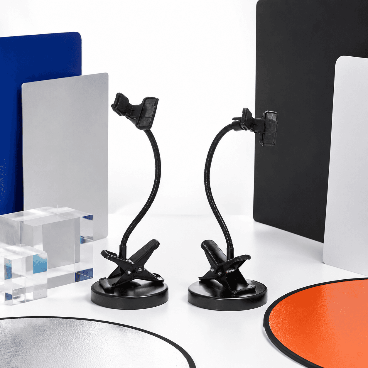Mini Clamp Stand Pair for tabletop product photography